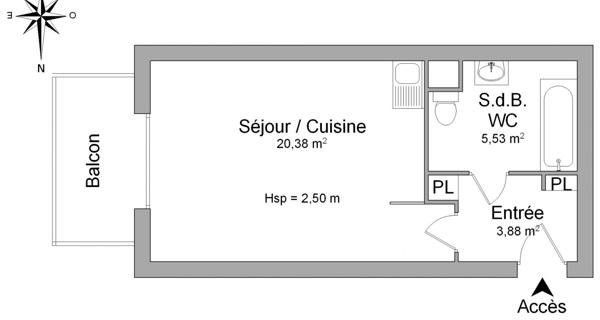 Location Studio 29.79 m² - Saint-maur-des-fossés 94100