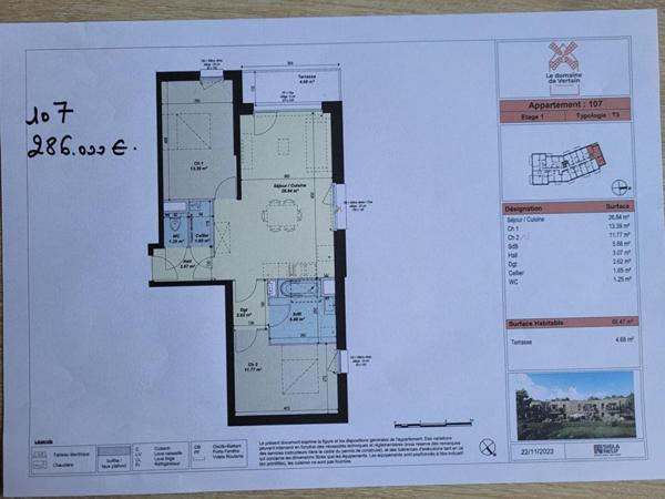 TEMPLEUVE T3 1er étage