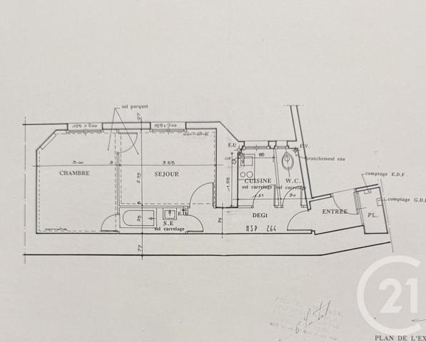 Appartement F2 à vendre  2 pièces - 35,17 m2 PARIS - 75016