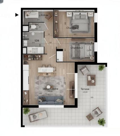 T3 61 m² dernier étage avec terrasse Sud, Béziers (Avenue du Président Wilson)