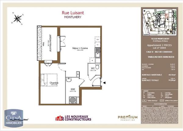 Appartement à louer 2 pièces 44.16m² Montlhéry (91310)