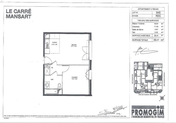 Appartement FRANCONVILLE - 2 pièces - 38,41 m²