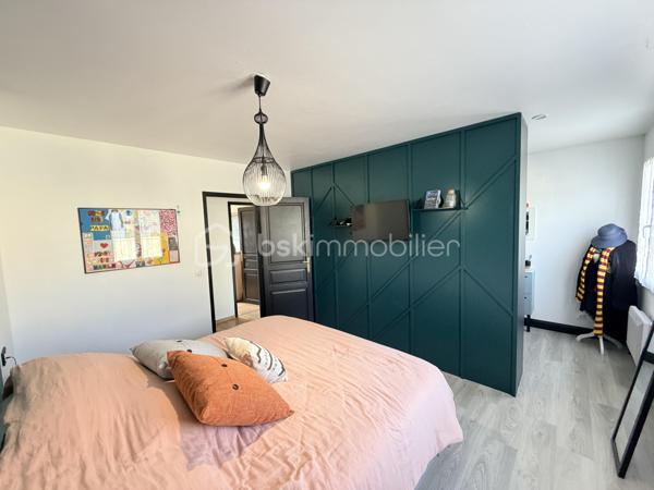 Maison confort plain pied – 150 m² au sol

Coup de cœur assuré pour cette belle maison pleine de charme, entièrement rénovée avec goût, offrant environ 150 m² au sol et un agencement idéal pour une vie de famille.

Dès l’entrée, vous serez séduit par une magnifique pièce de vie, chaleureuse et lumineuse, composée d’un espace salon/séjour convivial et d’une cuisine ouverte, aménagée et équipée, pensée pour partager de beaux moments en famille ou entre amis. Un espace bureau complète harmonieusement cette pièce.

Le rez-de-chaussée dispose également d’un agréable espace nuit, comprenant deux chambres, dont une belle suite parentale, ainsi qu’une salle de bain et un wc séparé.

À l’étage, un palier aménagé dessert deux très belles chambres d’environ 20 m² au sol chacune, offrant de beaux volumes et de nombreuses possibilités d’aménagement.

Rénovée avec soin et bénéficiant d’une décoration élégante, cette maison allie parfaitement le charme, le confort contemporain et de beaux volumes.

Le chauffage est assuré par une pompe à chaleur réversible qui vous apportera également un vrai confort de rafraichissement par les températures extrêmes rencontrées aujourd'hui.

Un poêle à granulés de bois vous apportera également une chaleur douce et confortable.

Un garage de 24m² et une dépendance de 9m² complète cette maison.

Les extérieurs ne ferons que de confirmer votre premier ressenti. Ce dernier est entièrement clôturé avec deux espaces de stationnements indépendants. Une orientation parfaite Est/Ouest, un jardin agrémenté d'une belle terrasse carrelée avec une pergola ainsi qu'un second espace détente bucolique avec une seconde pergola en bois.

Les + :

* Environ 150 m² au sol
* Maison rénovée avec goût
* Belle pièce de vie
* Cuisine ouverte aménagée et équipée
* Espace bureau
* 4 chambres, dont une suite parentale
* Palier aménagé
* Agencement familial et fonctionnel
* Maison économique et climatisée
* Un grand garage
* Un jardin parfaitement aménagé où il vous sera facile de vous projeter

Une maison chaleureuse prête à accueillir ses nouveaux propriétaires. À découvrir sans tarder !