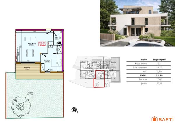 RARE : Appartement T2 avec terrasse et jardin dans résidence neuve à 5 minutes à pieds du lac et du centre-ville.
