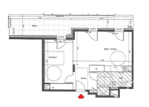 Appartement F2 à vendre  2 pièces - 47,37 m2 GRENOBLE - 38