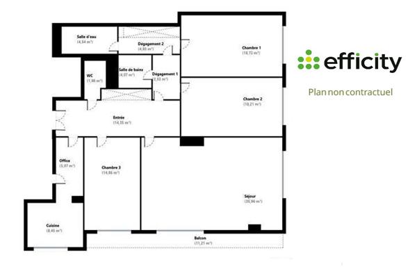 Appartement 4 pièces - 135 m² Exclusivité efficity