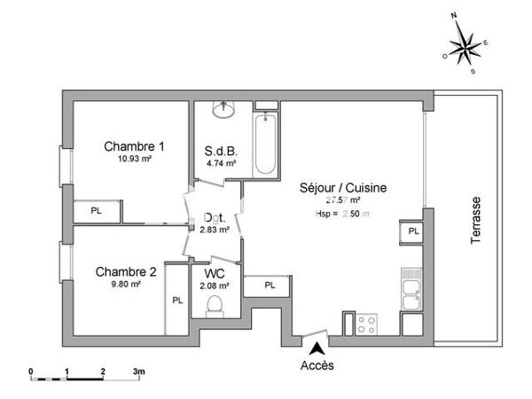 Location Appartement 3 pièces 57.95 m² - 55BIS AVENUE DU SERS Aucamville 31140