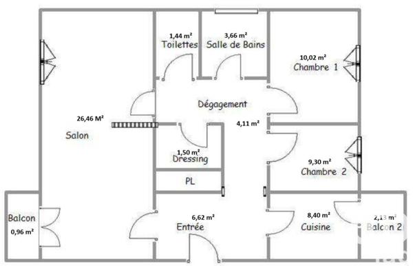 Appartement 4 pièces de 72 m² à Toulouse (31500)