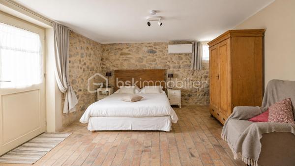 MAS XVIIIᵉ EN PIERRE • 340 M² • 8 CHAMBRES • PISCINE CHAUFFÉE • DRÔME PROVENÇALE

Au cœur de la Drôme provençale, entre Grignan et Dieulefit, découvrez ce remarquable mas en pierre datant du XVIIIᵉ siècle, restauré dans le respect de son authenticité et développant environ 340 m² habitables.

Organisé en L autour d'une ravissante cour intérieure d'environ 93 m², véritable cœur du mas, l'ensemble bénéficie d'une configuration particulièrement intéressante permettant de recevoir famille, amis ou hôtes tout en préservant l'intimité de chacun.

Une première aile accueille l'habitation principale. Depuis une belle terrasse bénéficiant d'une vue remarquable sur les paysages environnants, l'entrée ouvre sur une généreuse pièce de vie avec cuisine ouverte de 52,89 m².

Elle se prolonge par une suite parentale, une seconde chambre disposant de sa baignoire ainsi qu'une troisième chambre aménagée sous pente. Un grenier complète cette partie.

Dans l'autre aile, l'atmosphère se fait particulièrement chaleureuse avec un salon équipé d'un poêle à bois, prolongé par une salle à manger où l'ancienne mangeoire en pierre, soigneusement conservée, rappelle l'histoire et la vocation originelle des lieux.

Une arrière-cuisine ainsi qu'une cave à vin de 21,13 m² complètent ce niveau.

À l'étage, deux chambres disposent chacune de leur salle d'eau privative.

Côté cour et piscine, trois chambres supplémentaires bénéficient chacune de leur propre espace d'eau avec douche ou baignoire, offrant une belle indépendance à leurs occupants.

Le mas totalise ainsi 8 chambres et une capacité d'accueil particulièrement appréciable, avec une distribution adaptée aussi bien à une vie familiale qu'à une activité d'hébergement.

La rénovation a su préserver toute l'âme du bâti ancien : pierres et poutres apparentes, tomettes, pierres de taille, volumes généreux et éléments d'origine composent une atmosphère authentique, associée au confort actuel.

À l'extérieur, le mas est implanté sur environ 6 200 m² de terrain plat et arboré, dans un cadre préservé, sans voisinage immédiat et largement ouvert sur la campagne environnante.

Terrasses, espaces ombragés et perspectives dégagées invitent à profiter pleinement des lieux au fil des saisons.
La piscine chauffée et sécurisée de 5 × 10 m constitue un véritable espace de détente.

Un terrain de pétanque, un puits, un abri double pour deux véhicules, un vaste espace de stationnement ainsi que différentes annexes viennent compléter l’ensemble.
Par ses volumes, sa capacité d'accueil et son organisation permettant de préserver plusieurs univers de vie, ce mas se prête aussi bien à une grande maison de famille en résidence principale ou secondaire, qu'à un projet de location saisonnière, chambres d'hôtes ou gîtes.

Une propriété de caractère à la configuration rare, destinée aux amateurs de vieilles pierres et de lieux ayant conservé une véritable identité, dans un secteur privilégié de la Drôme provençale.

Informations et visites : contactez L’Immo By Céline PASCAL au 06 63 10 02 35.