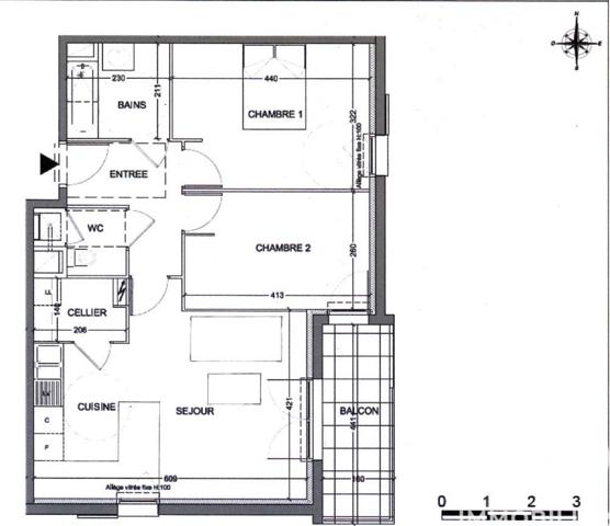 Appartement à vendre 3 pièces 64,65 m² Tours