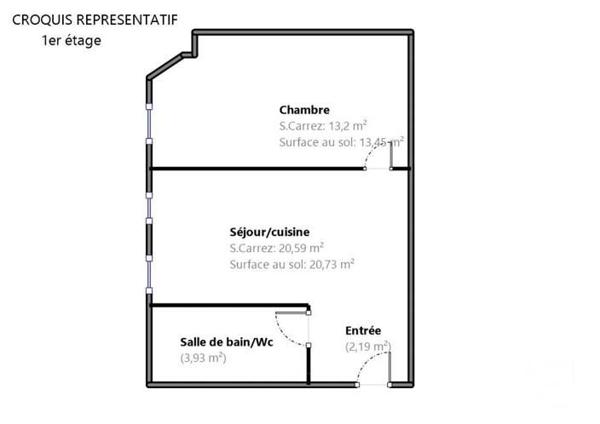 Appartement F2 à vendre  2 pièces - 39,91 m 2   PARIS  - 75015