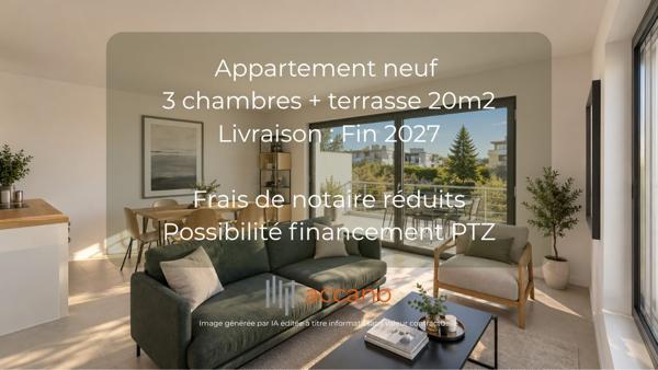 3 chambres avec grand balcon aux pieds des commerces