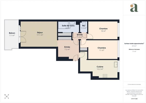 Appartement comprenant balcon, cave + parking en vente à Versailles Clagny-Glatigny (78000)