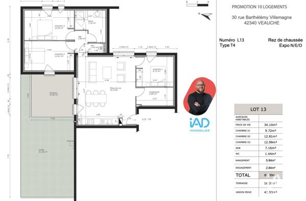 Appartement à vendre 4 pièces 86 m² Veauche