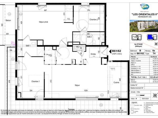 Location Appartement 4 pièces 131.35 m² - Hennebont 56700