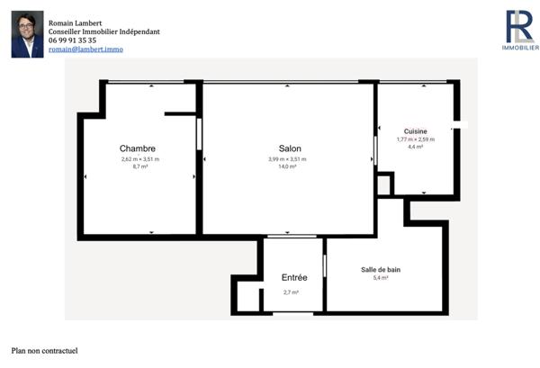 Boulogne-Billancourt (92100) Appartement 2 pièces de 36 m2 à Boulogne Billancourt