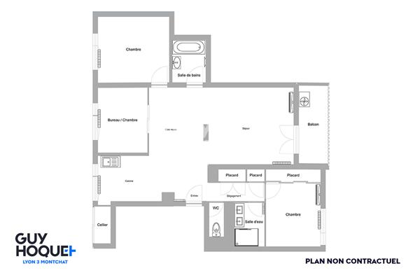 Villette / Ferrandière - Appartement T4 de 86 m² avec balcon, garage et cave, Lyon 3ème (69003)