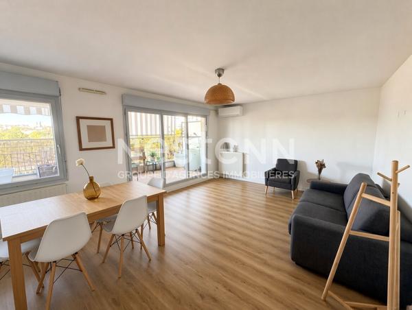 À LOUER - Magnifique T3 meublé de 69 m² avec grande terrasse et vue d'exception | Villeurbanne (Rue Louis Guérin / Proche Tête d'Or)
