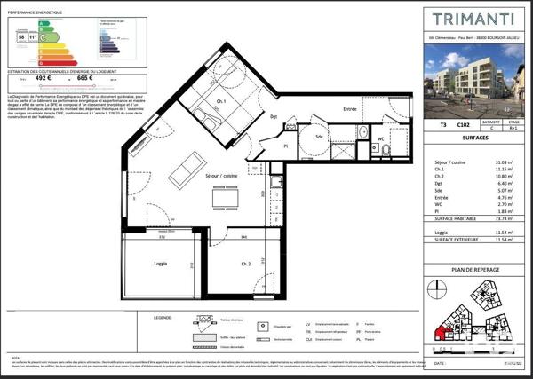 Appartement à vendre 3 pièces 74 m² Bourgoin-Jallieu