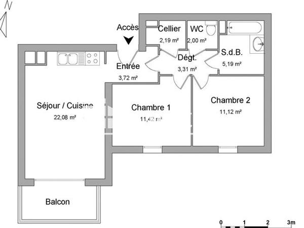 À vendre Appartement 2 pièces 61.03 m² - Déville-lès-rouen 76250