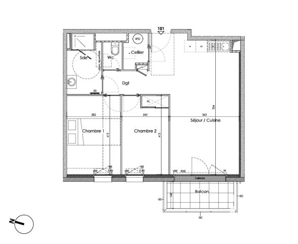 Appartement à vendre 3 pièces 62,72 m² Fouesnant