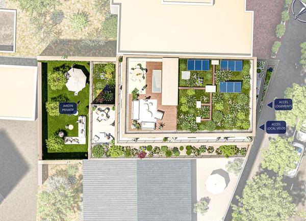 appartement T4 neuf à vendre PARIS 20e, surface habitable 99.00 m2 + loggia 6.90 m2 + rooftop 29.70 m2.