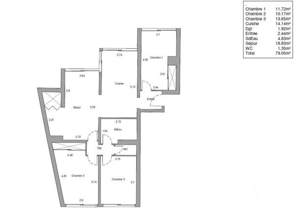 Appartement F4 à vendre  4 pièces - 81,53 m2 PARIS - 75015