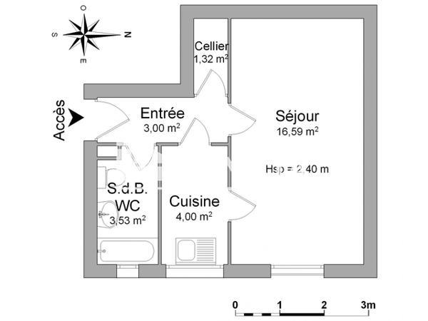 Location Studio 28.44 m² - 1 RUE DU GENERAL CASTELNAU Villers Les Nancy 54600