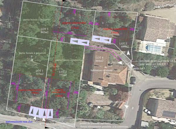 Terrain Ouveillan 449m2 arboré et vue agréable