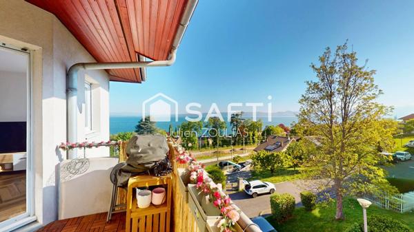T4 Évian gare – Balcon vue lac + garage