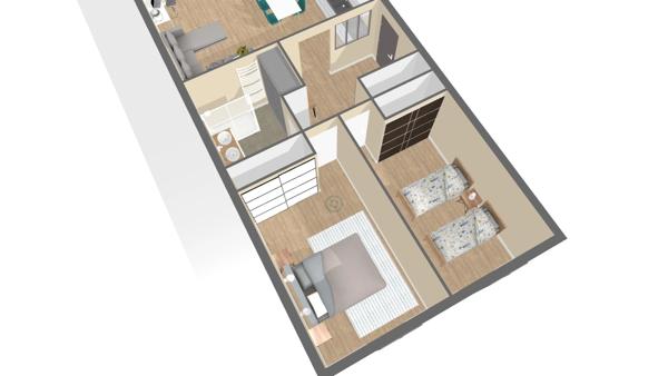 Grand T4 lumineux d'environ 90 m2 neuf quartier de la gare à hyères.