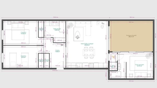 Grand T4 lumineux d'environ 90 m2 neuf quartier de la gare à hyères.
