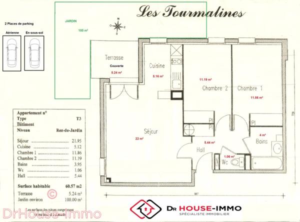 Appartement à louer 3 pièces de 61 m²