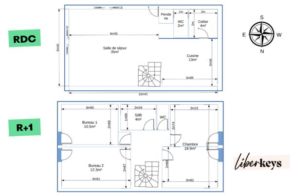 Maison 105m² + roulotte, garage | L'horme