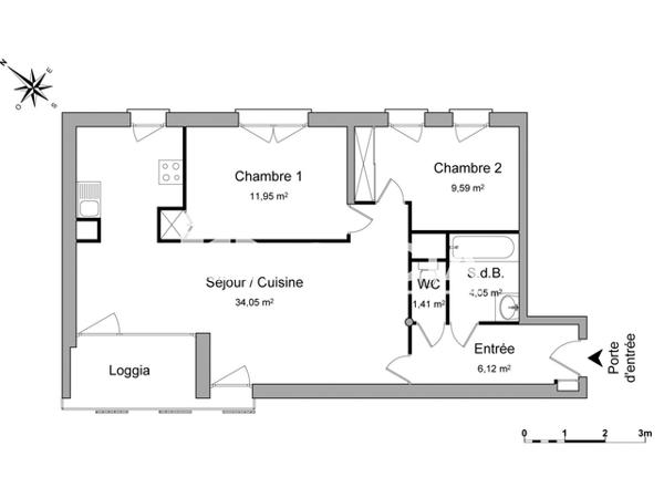 Location Appartement 3 pièces 67.17 m² - 14 RUE DIANE FOSSEY Nantes 44300