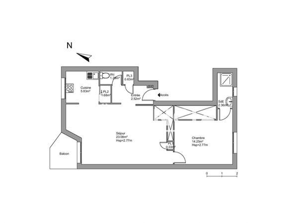 Location Appartement meublé 2 pièces 50.86 m² - 39 BOULEVARD MAGENTA Rennes 35000