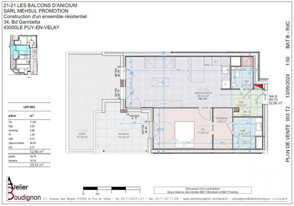 Appartement T2 à vendre  3 pièces - 52,96 m2 LE PUY EN VELAY - 43