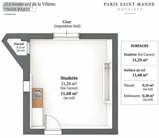 Achat - Appartement Paris 19e Arrondissement 75019 1 pièce 11 m 2 500 m 2