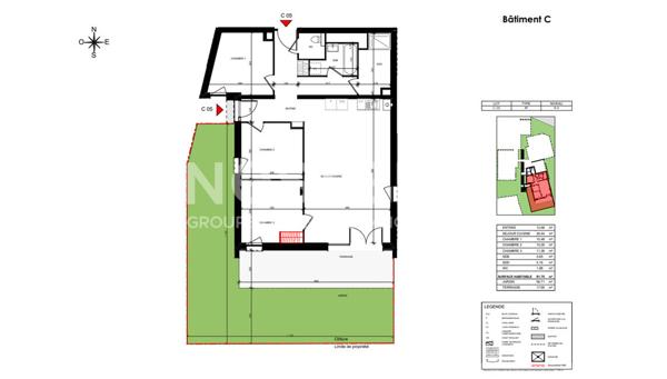 Appartement neuf - 4 pièce(s) - 91m2 - secteur calme et recherché - jardin et terrasse avec vue imprenable - exposé plein sud - Rouen 76000