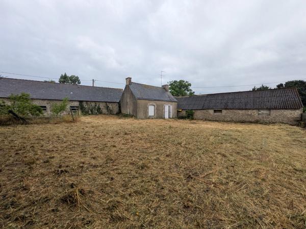 PLOUAY EN CAMPAGNE ENSEMBLE IMMOBILIER COMPOSÉ D' UNE MAISON DE 45M² HABITABLE, UNE GRANGE DE 33 M², UN BÂTIMENT EN PIERRE DE 91 M² UNE PARCELLE DE 711m² ENVRION.