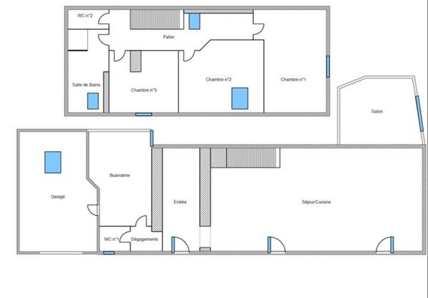 Maison en pierres 3 chambres avec terrain de 550 m2