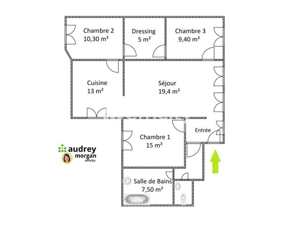 Appartement 4 pièces - 87 m² Exclusivité efficity