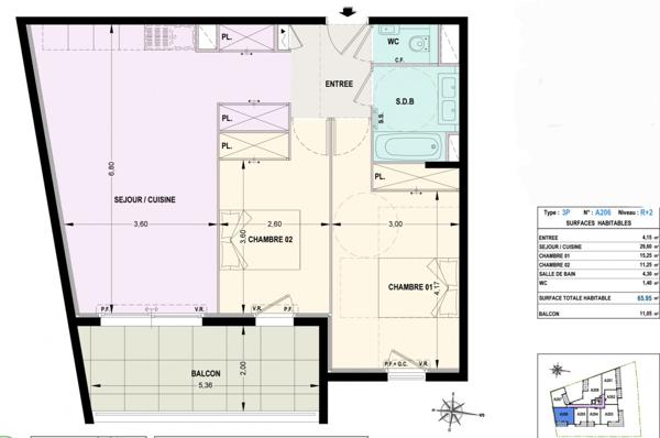 Le Cannet 3P Appartement - Résidence neuve