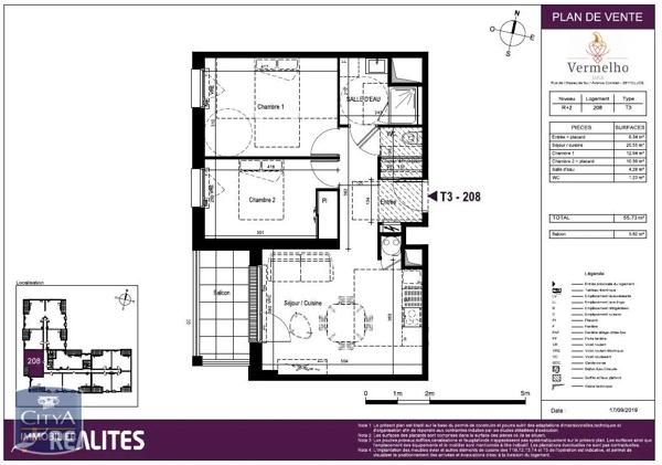 Appartement à louer 3 pièces 55.73m² Lucé (28110)