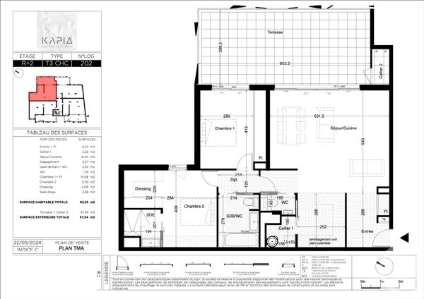 Appartement T3 à vendre  3 pièces - 93,35 m 2   CASTELNAU LE LEZ  - 34