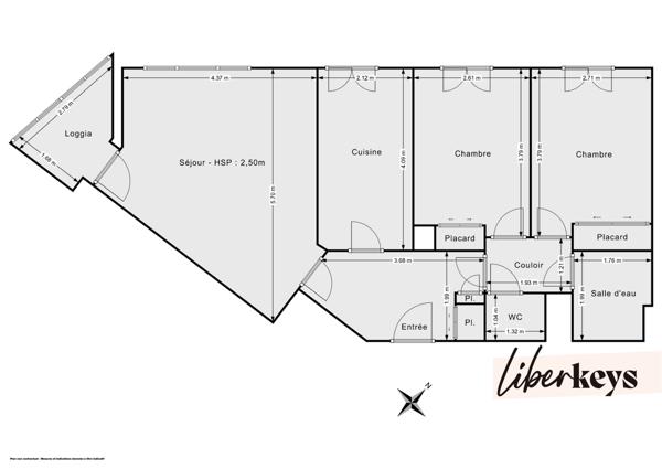 Appartement lumineux T3 de 63,5m² à Lyon 7 avec une loggia - Garage en sous-sol