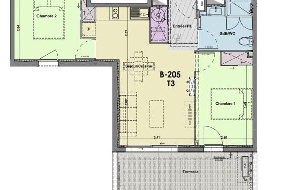 Appartement à vendre    3 pièces •  Fleury