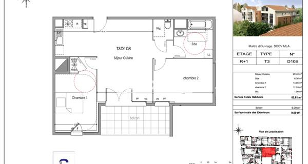 Location Appartement 3 pièces 62.81 m² - Morières-lès-avignon 84310