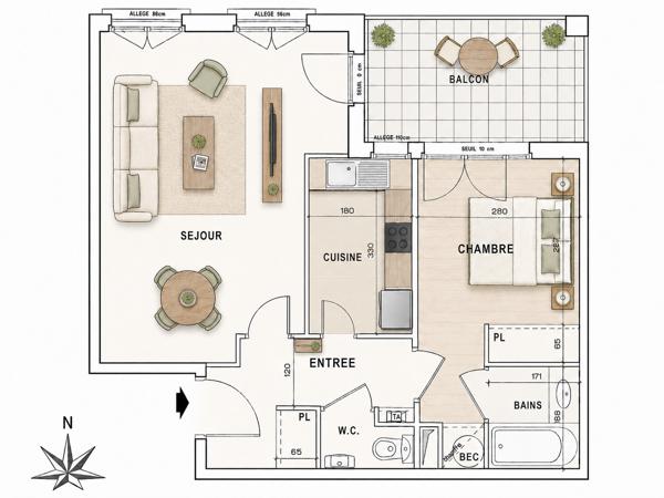 Appartement
         2 pièces
        - 50 m² Exclusivité 365 000 € *