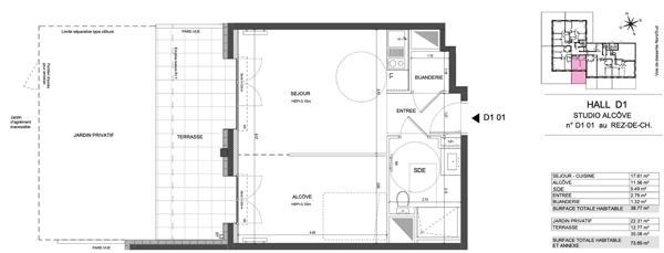 Appartement 2 pièces 38.77 m2